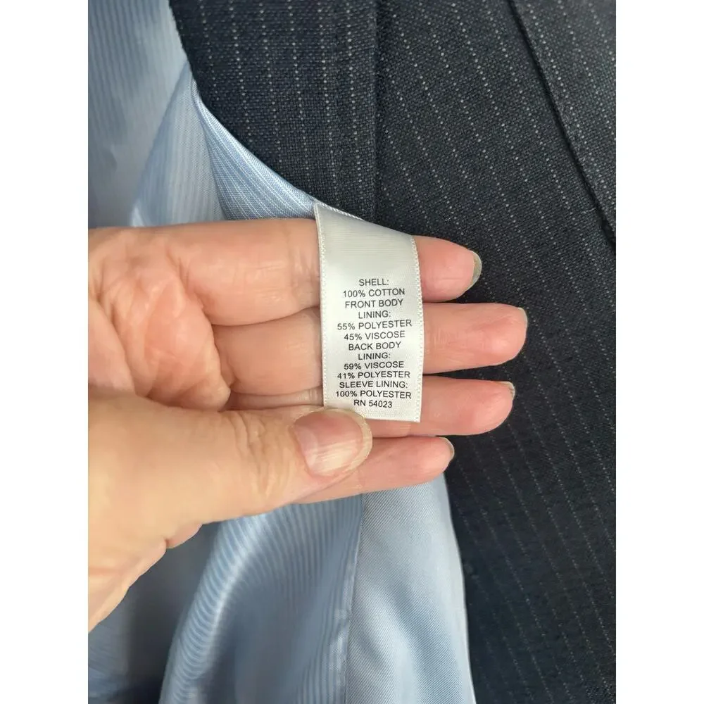 Banana Republic Tailored Fit Navy Blue Pinstripe Sport Coat Suit Jacket Size 44R